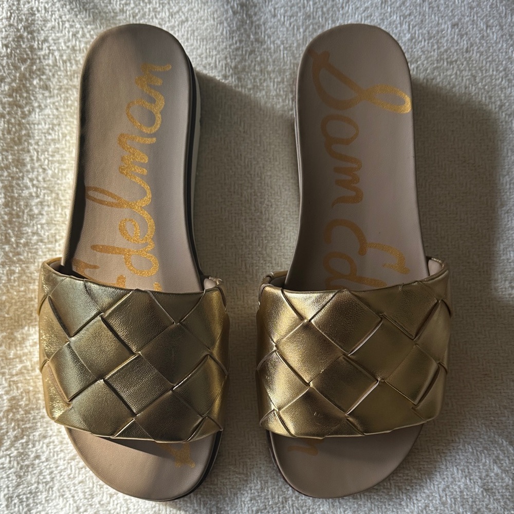 Sam Edelman Adaley Metallic Gold Woven Sandals